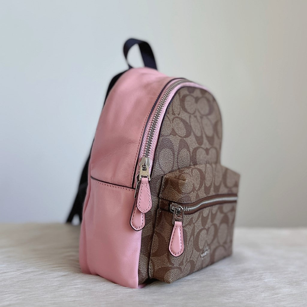 Coach Pink Leather Monogram Patchwork Mini Backpack Excellent