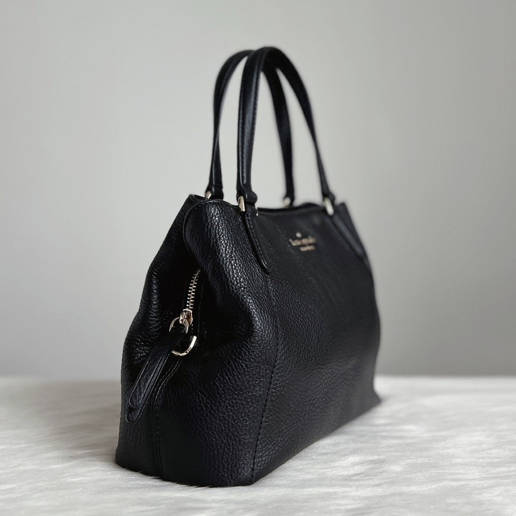 Kate Spade Black Leather Triple Compartment 2 Way Shoulder Bag Excellent