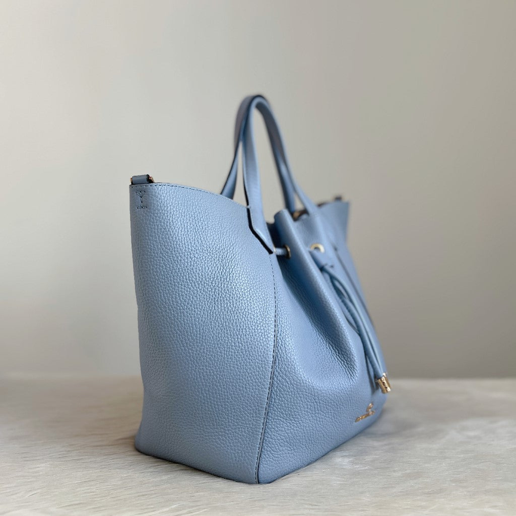 Michael Kors Light Blue Leather Drawstring Detail 2 Way Shoulder Bag