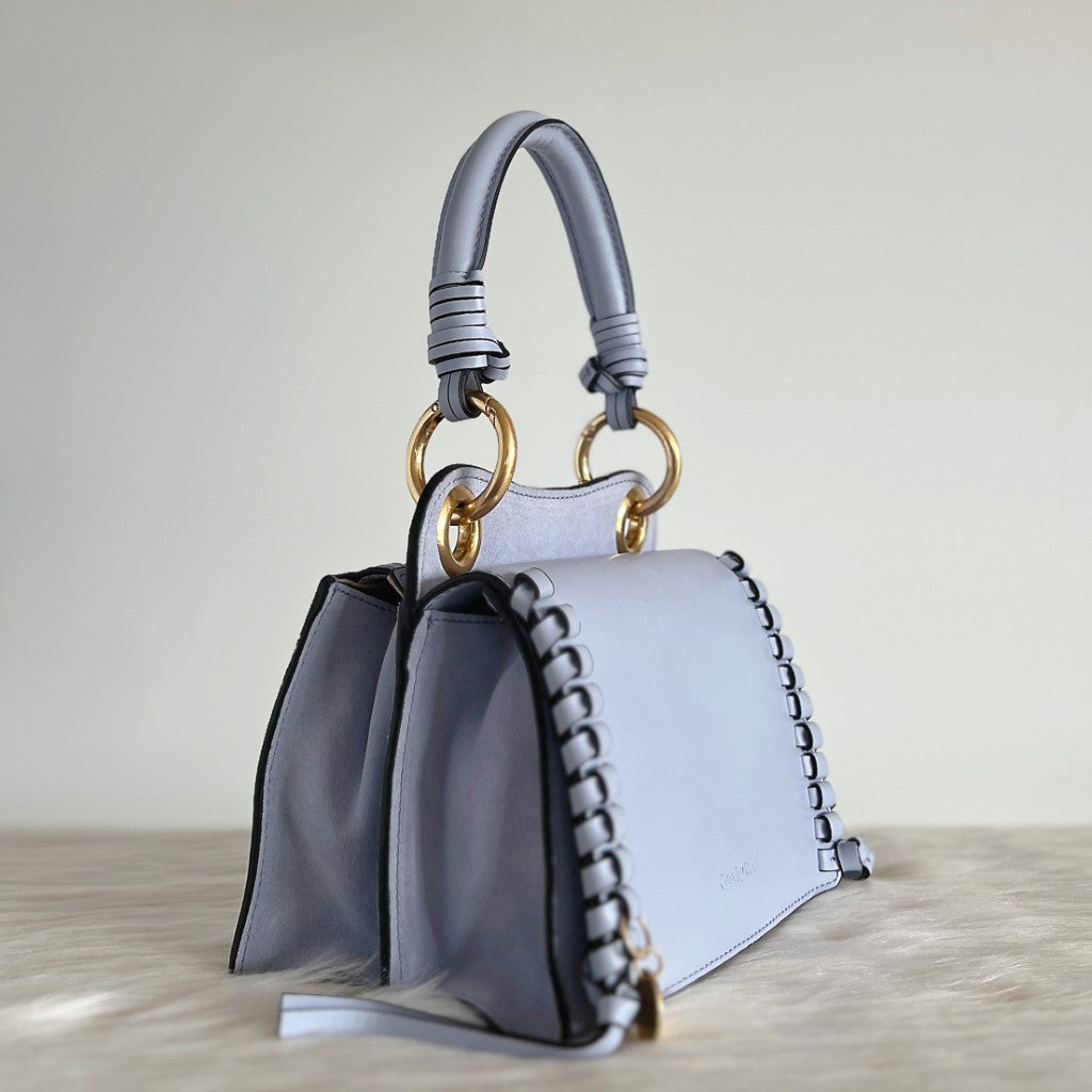 See by Chloe Light Blue Leather Double Compartment 2 Way Shoulder Bag Like New