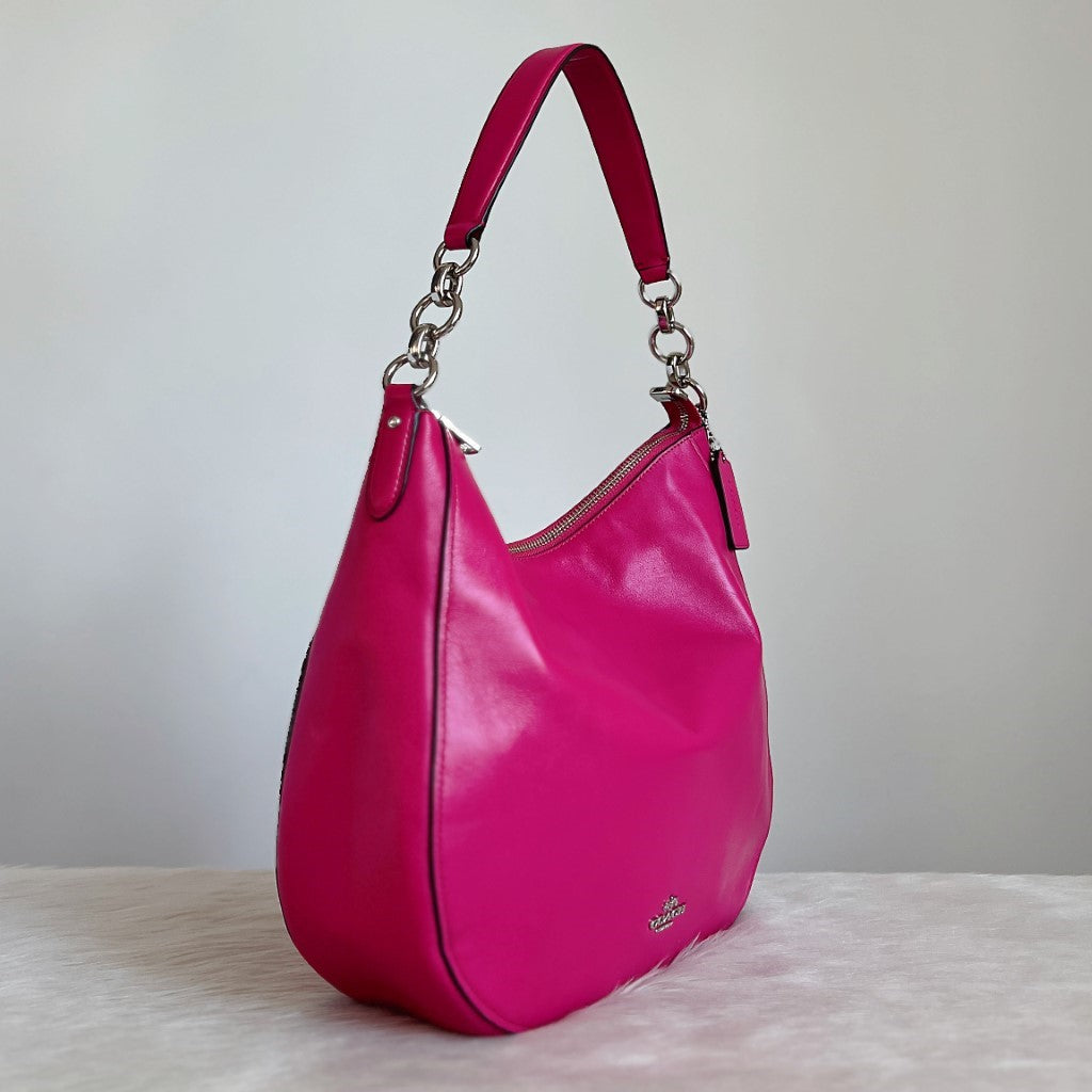 Coach Fuchsia Leather Slouchy 2 Way Shoulder Bag