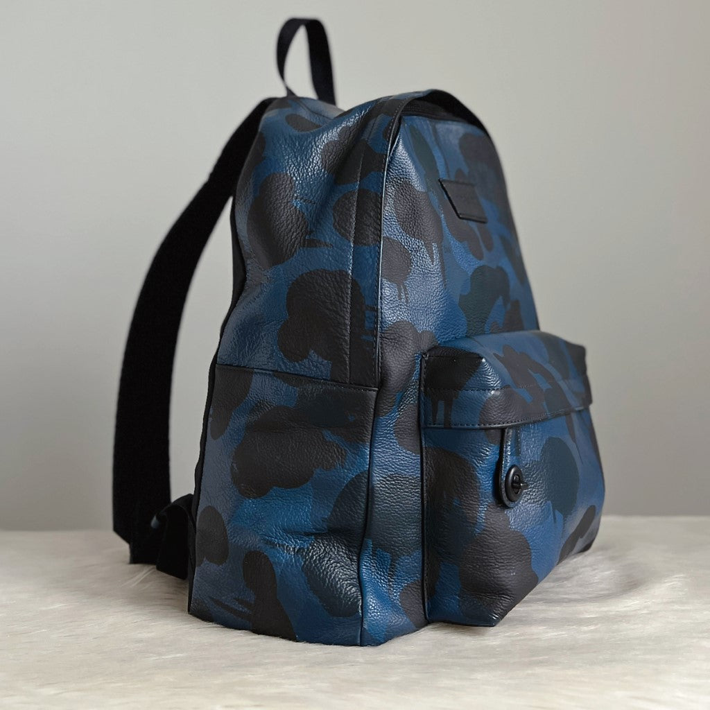 Coach Camo Print Front Logo Unisex Large Backpack