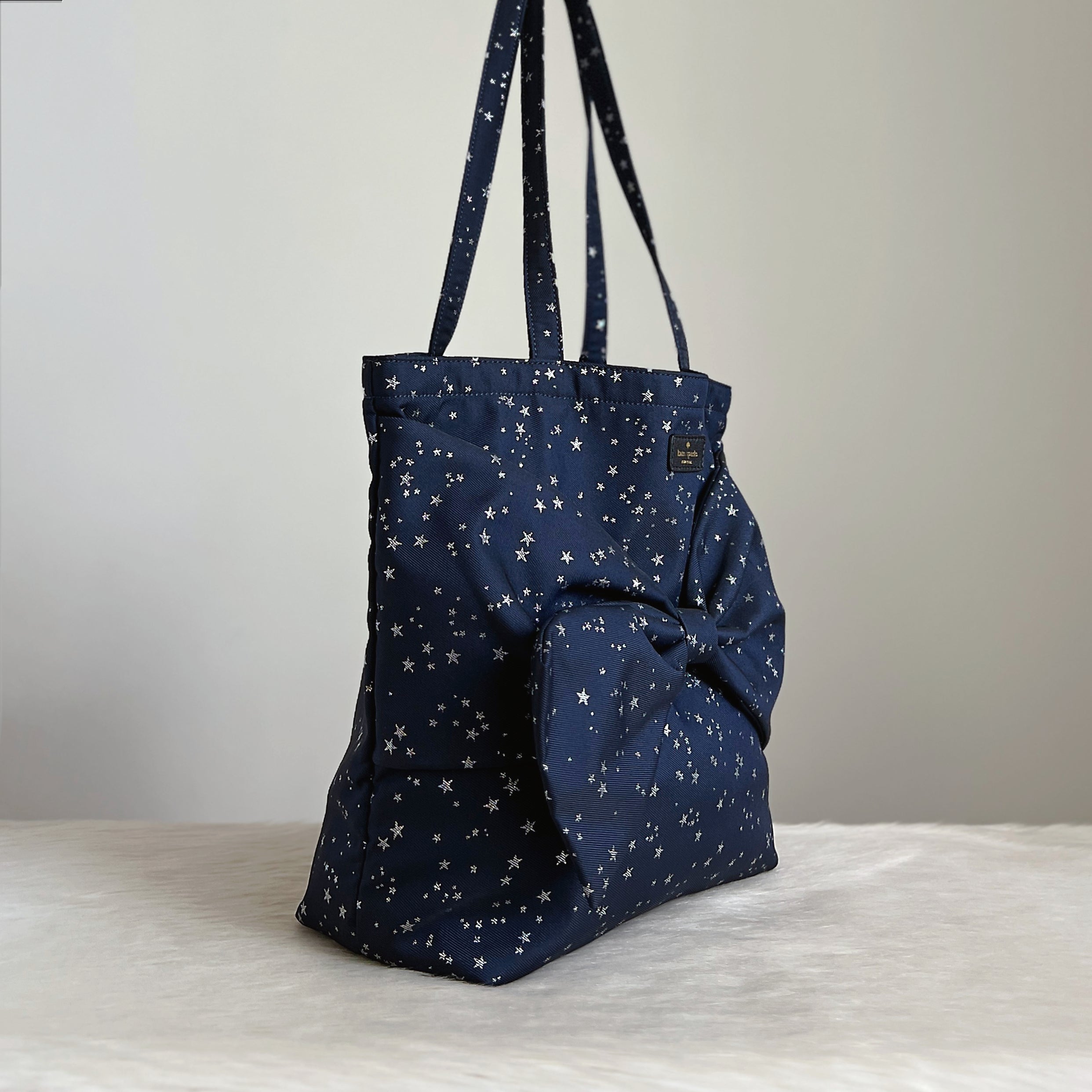 Kate Spade Navy Twinkle Star Bow Detail Shopper Shoulder Bag Like New