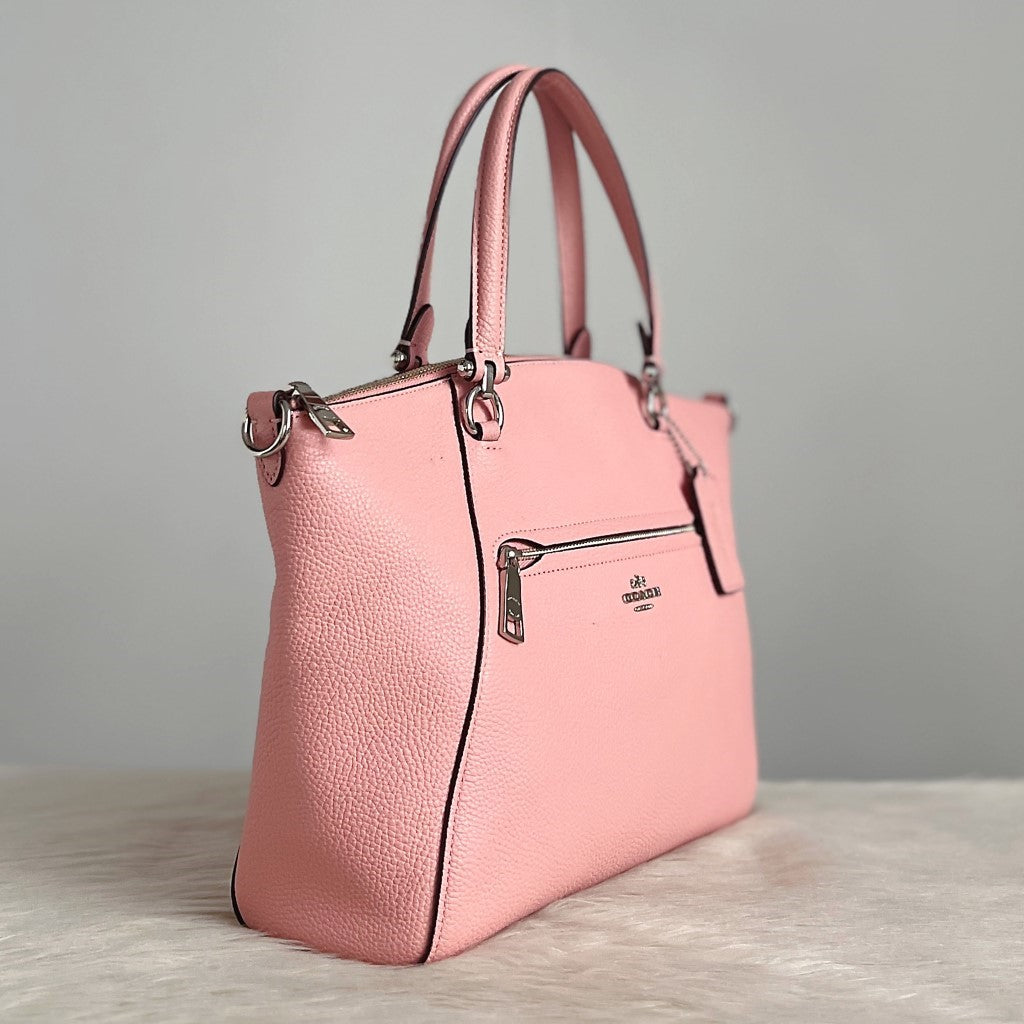 Coach Pink Leather Front Detail 2 Way Shoulder Bag Like New