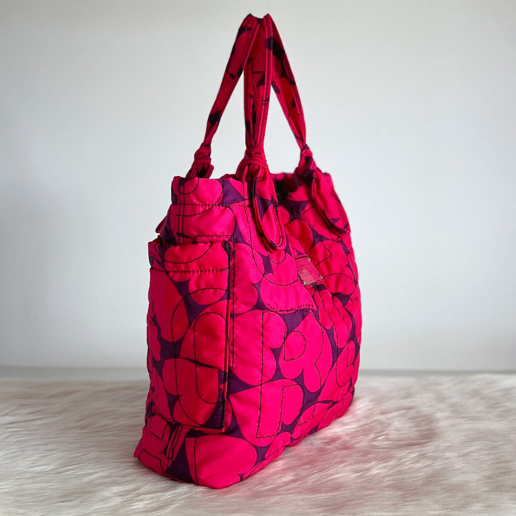 Marc Jacobs Fuchsia Floral Pattern Shopper Shoulder Bag Excellent