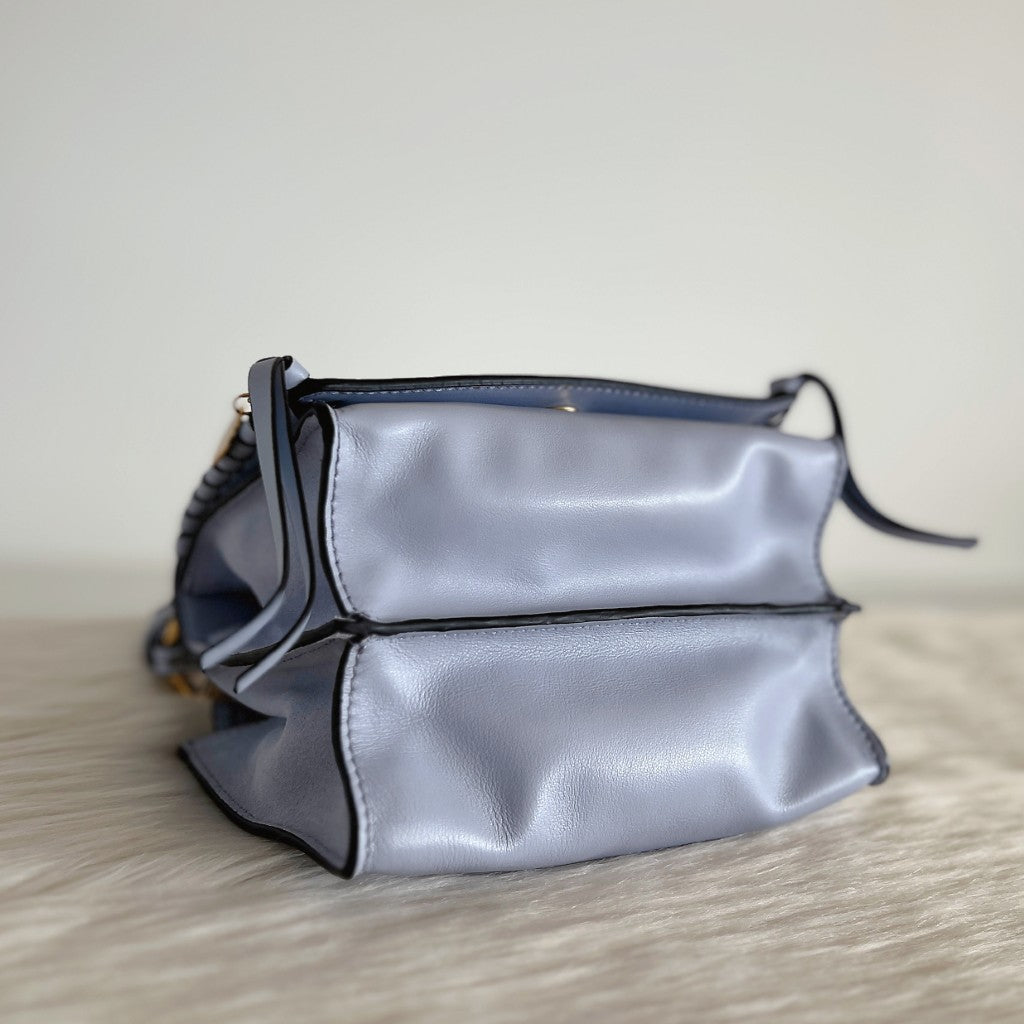 See by Chloe Light Blue Leather Double Compartment 2 Way Shoulder Bag Like New