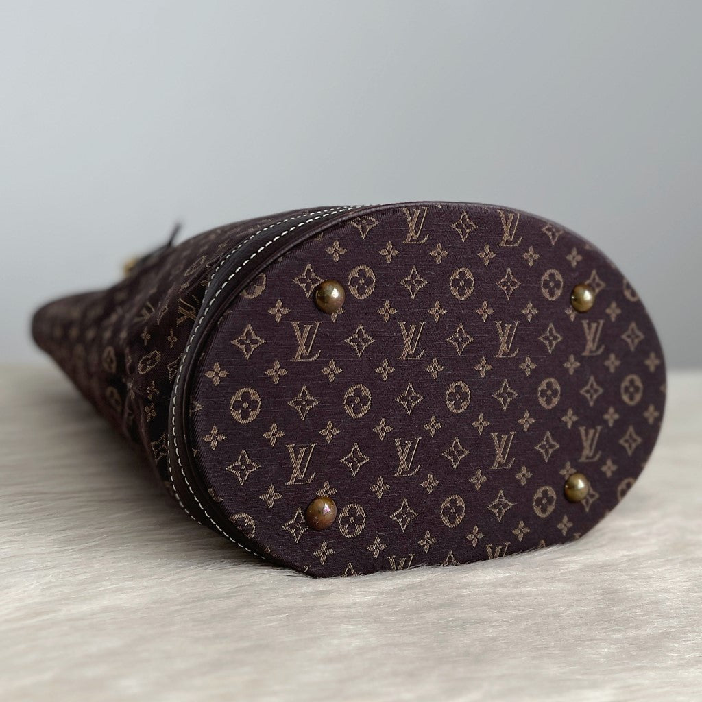 Louis Vuitton Mini Lin Monogram Bucket PM Shoulder Bag Excellent