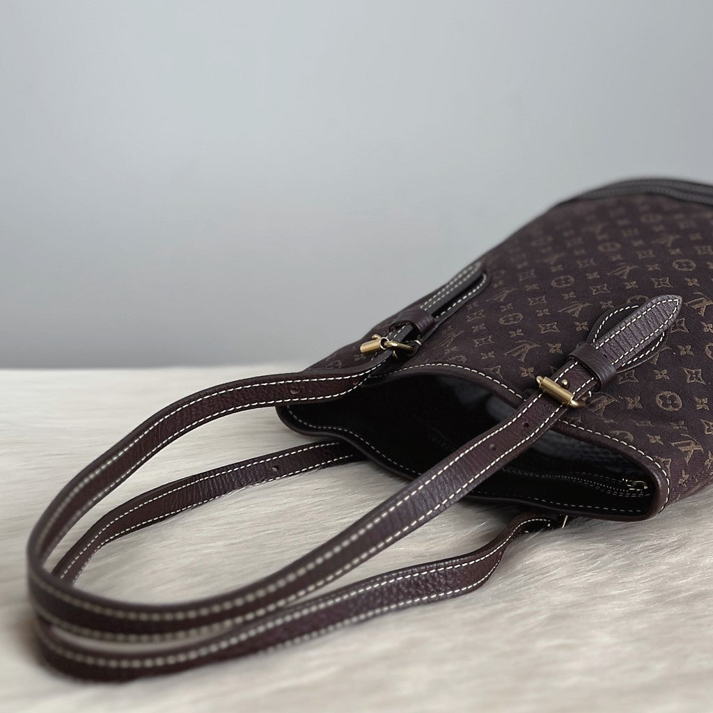 Louis Vuitton Mini Lin Monogram Bucket PM Shoulder Bag Excellent