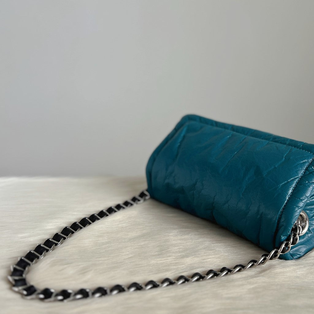 Marc Jacobs Teal Leather Chain Detail 2 Way Shoulder Bag Excellent