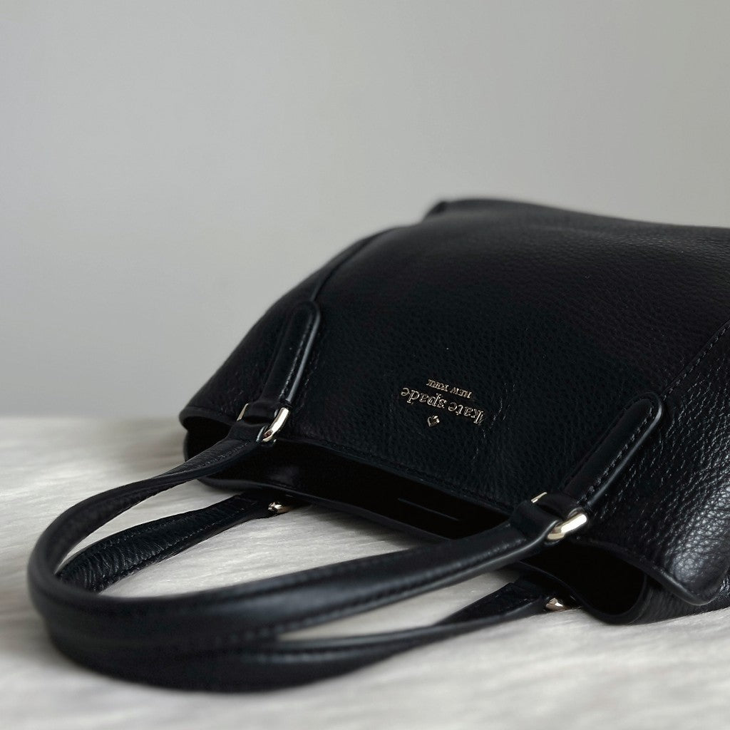 Kate Spade Black Leather Triple Compartment 2 Way Shoulder Bag Excellent