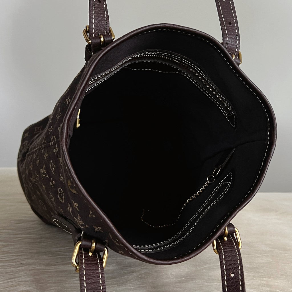 Louis Vuitton Mini Lin Monogram Bucket PM Shoulder Bag Excellent