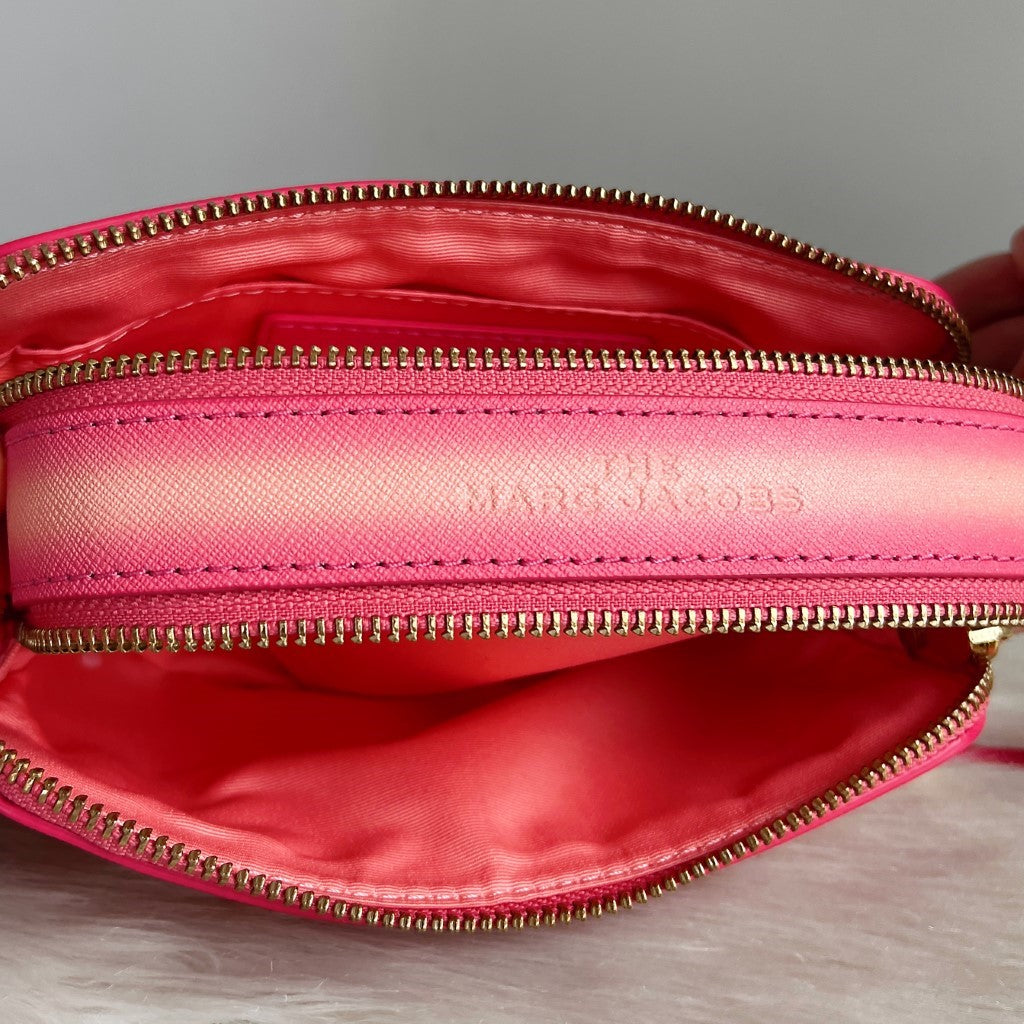 Marc Jacobs Pink Gradient Leather Camera Crossbody Shoulder Bag Like New