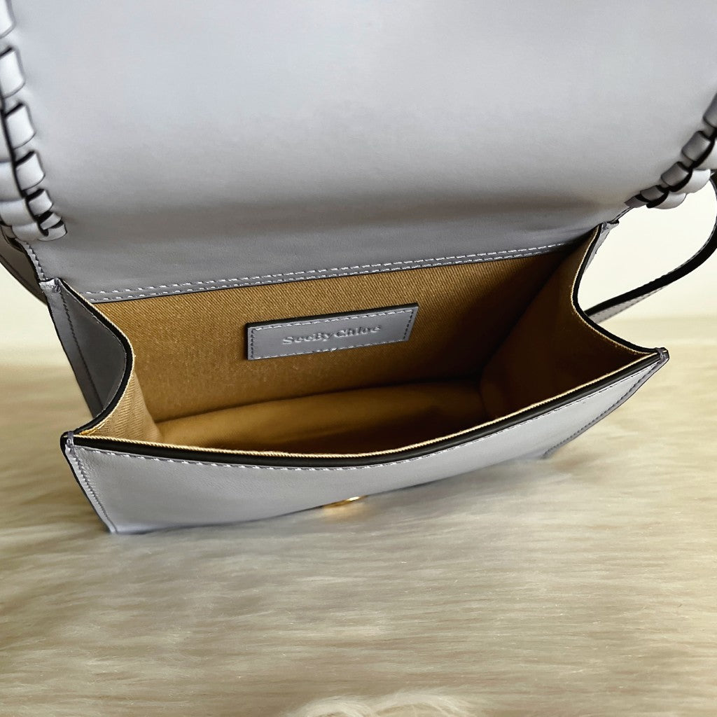 See by Chloe Light Blue Leather Double Compartment 2 Way Shoulder Bag Like New