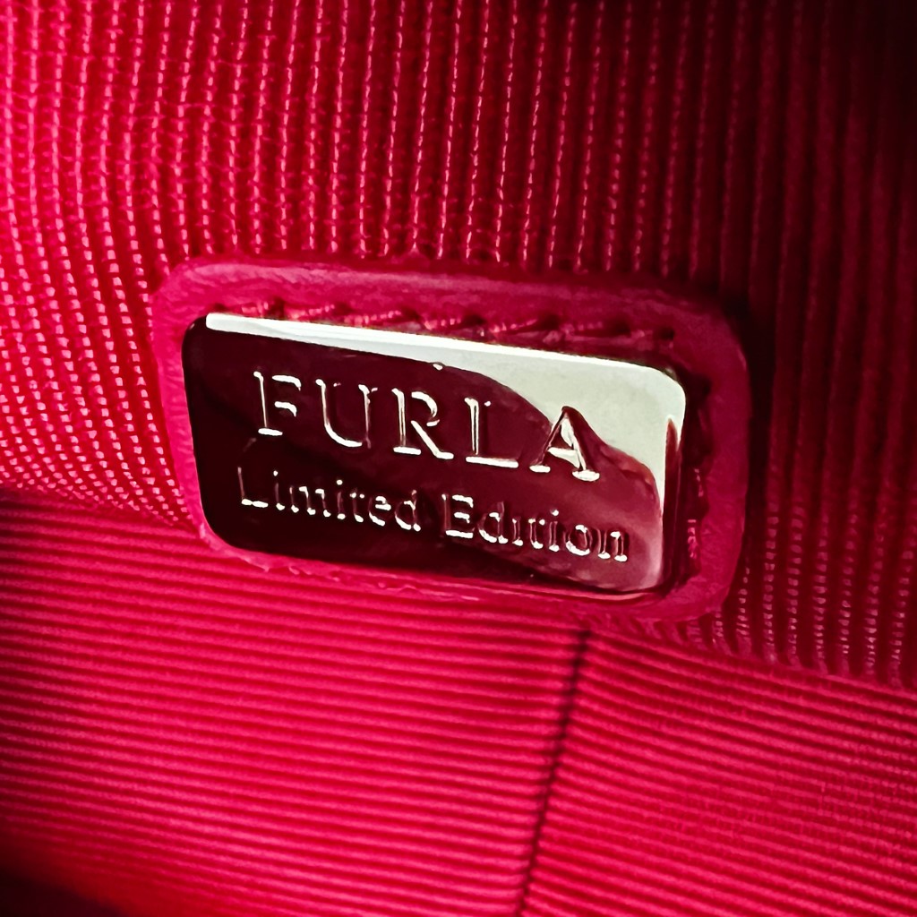 Furla Fuchsia Leather Studded Metropolis Small Crossbody Shoulder Bag Like New