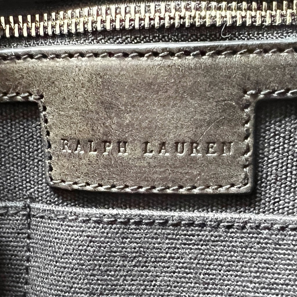 Ralph Lauren Black Canvas Front Logo Carryall Shoulder Bag Excellent