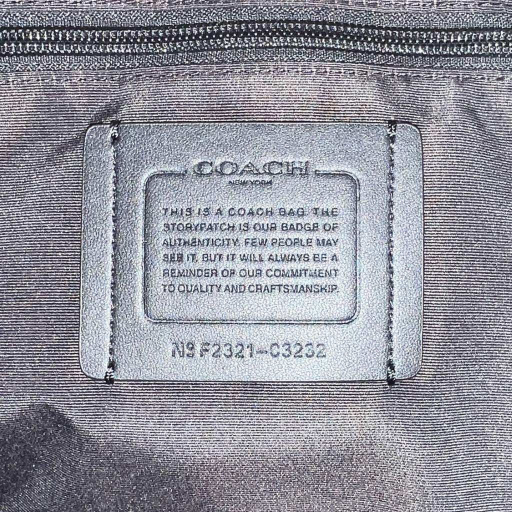 Coach Black Leather Monogram Book Tote Large Shoulder Bag Excellent