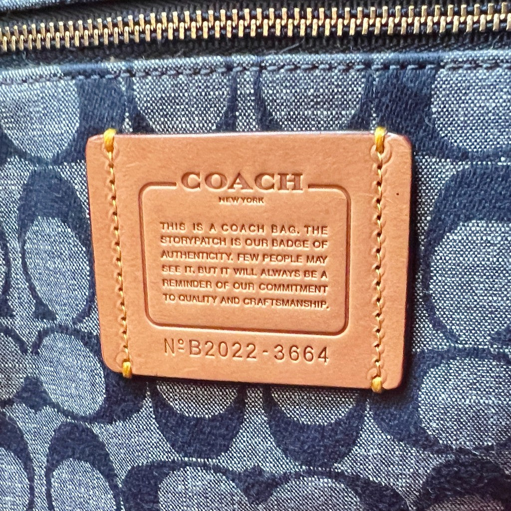 Coach Nany Leather Trim Monogram Book Tote 2 Way Shoulder Bag Like New