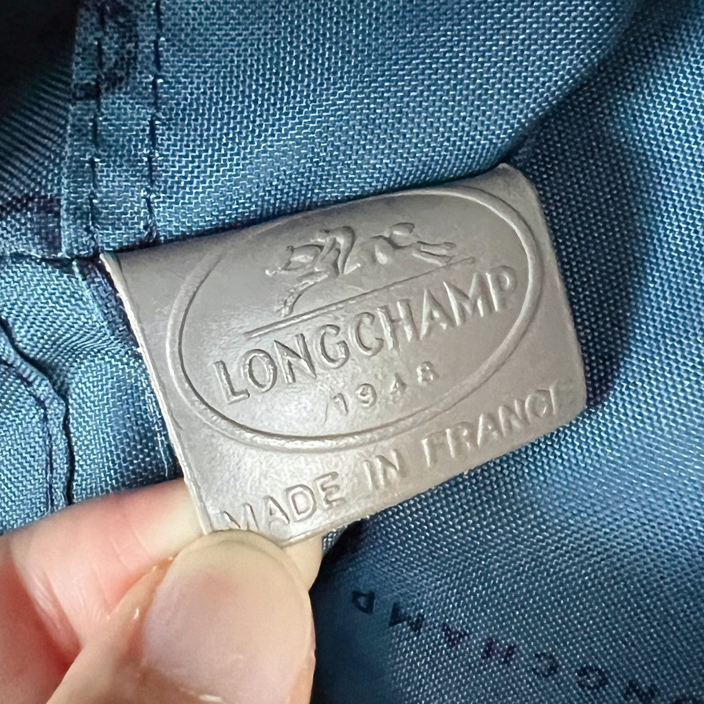 Longchamp Taupe Leather Front Logo Slouchy Shoulder Bag Excellent