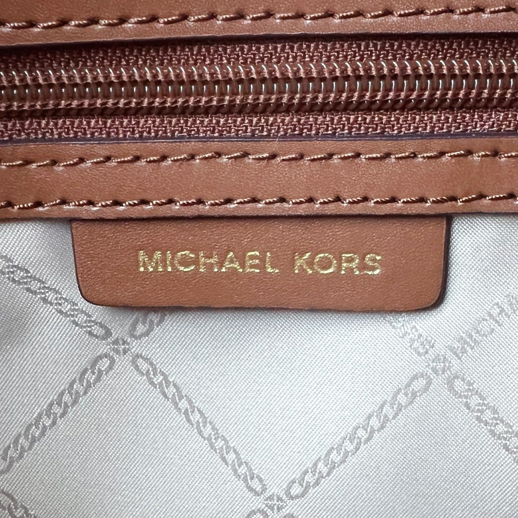 Michael Kors Caramel Leather Monogram Padlock Charm Shoulder Bag Like New