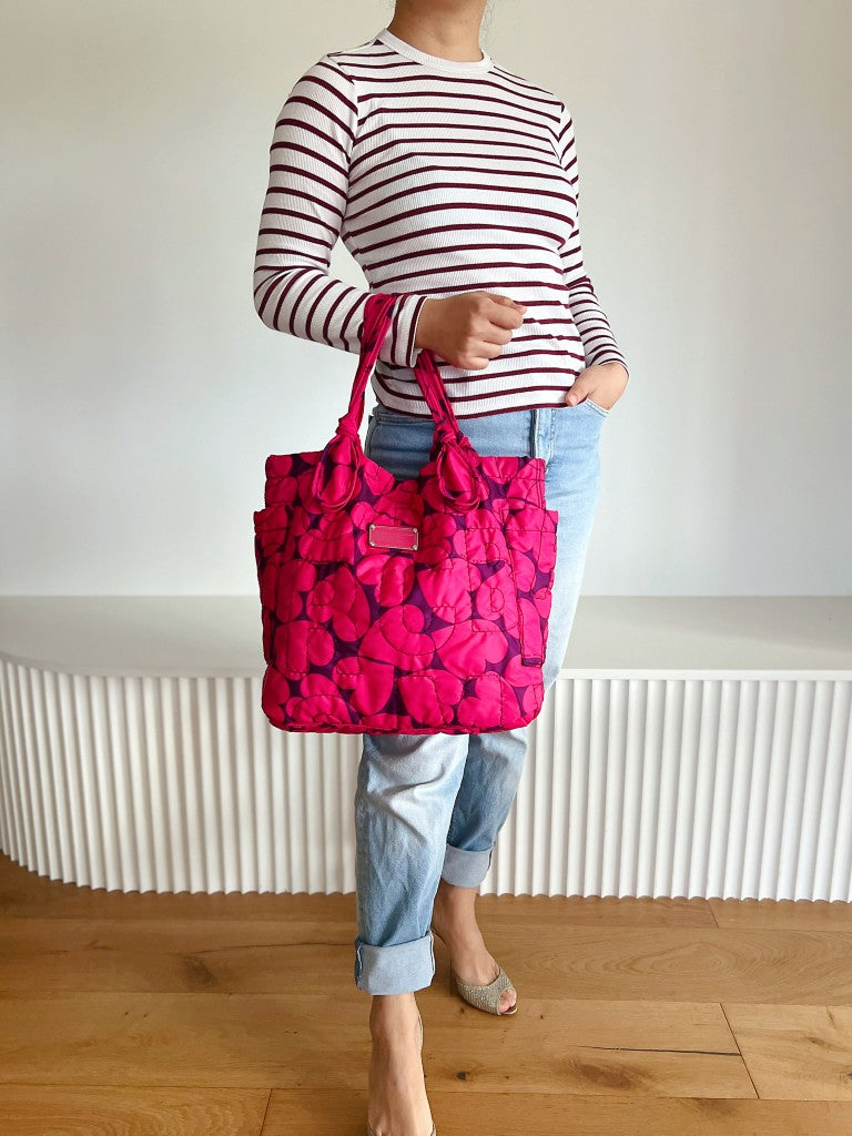 Marc Jacobs Fuchsia Floral Pattern Shopper Shoulder Bag Excellent