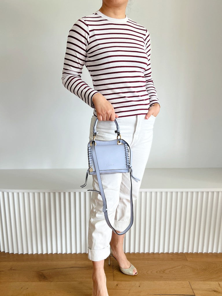 See by Chloe Light Blue Leather Double Compartment 2 Way Shoulder Bag Like New