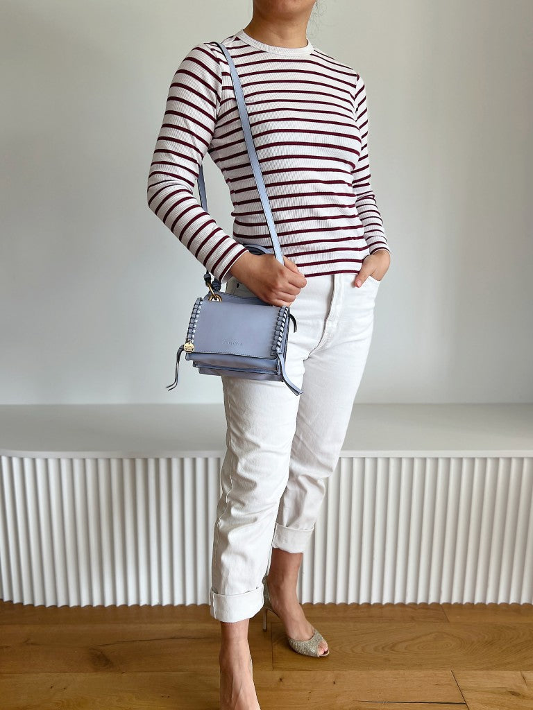 See by Chloe Light Blue Leather Double Compartment 2 Way Shoulder Bag Like New