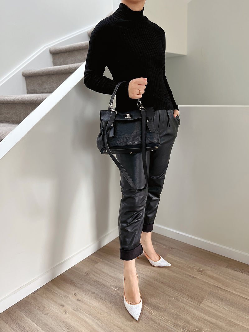 Saint Laurent YSL Black Leather Muse Two 2 Way Shoulder Bag Excellent