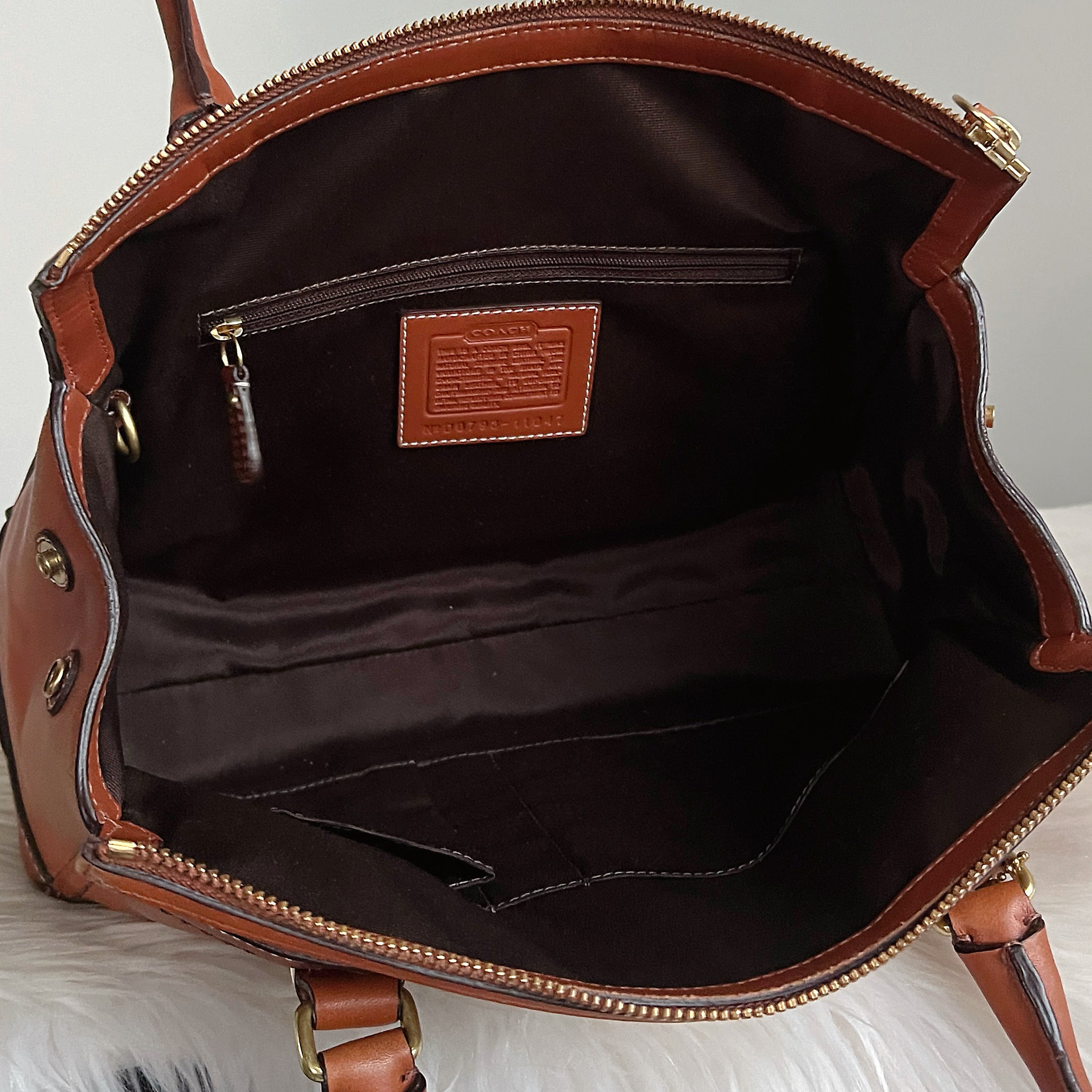 Coach Caramel Leather Turn Lock Tote Bag