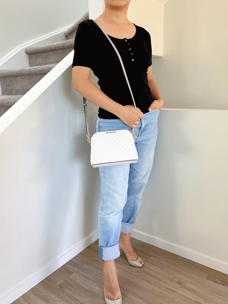 Michael Kors Grey Leather Monogram 2 Way Shoulder Bag 2 in 1 Like New