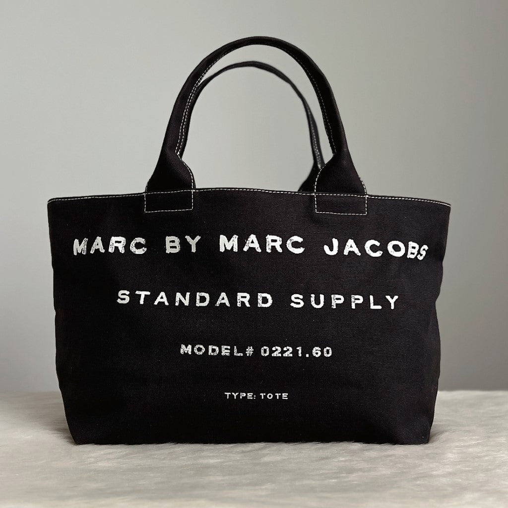 Marc Jacobs Black Canvas Front Pattern Carryall Shoulder Bag