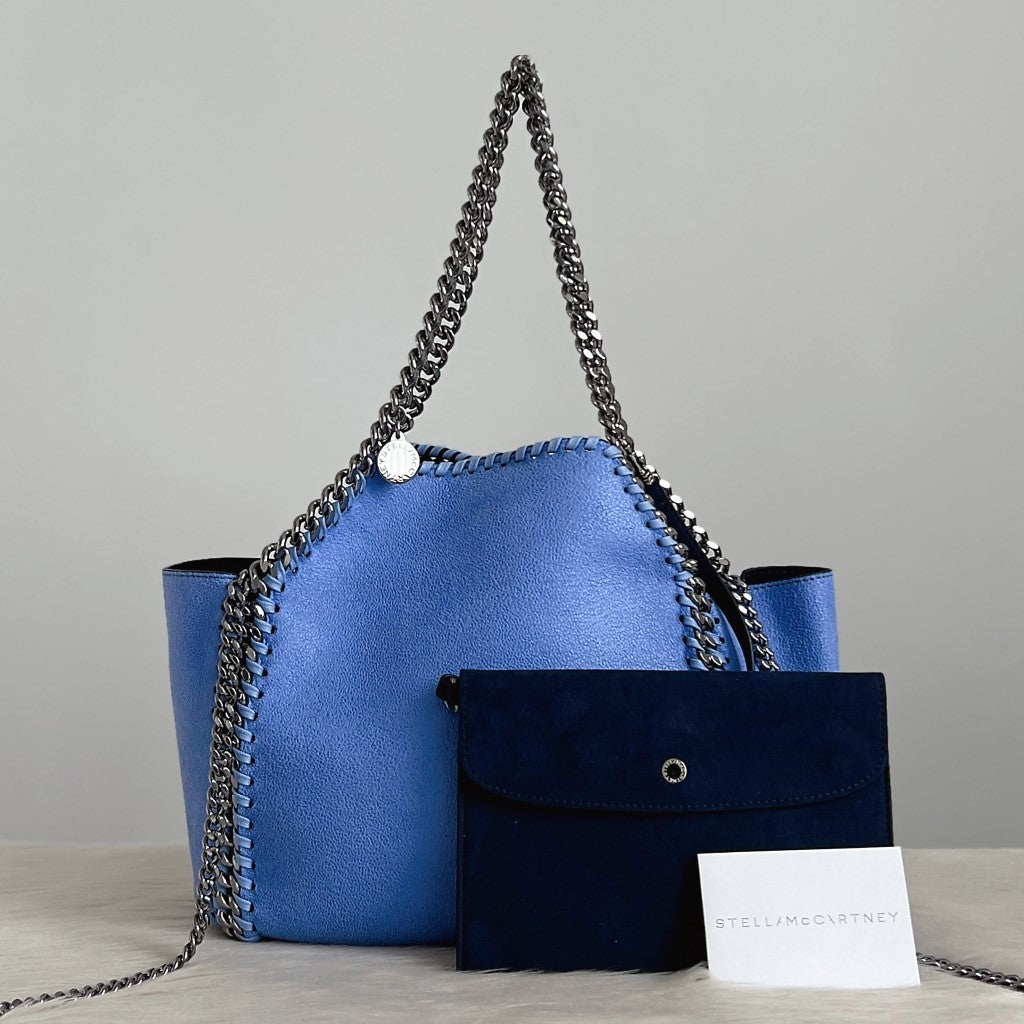 Stella Mccartney Blue Signature Falabella Shoulder Bag + Pouch Excellent