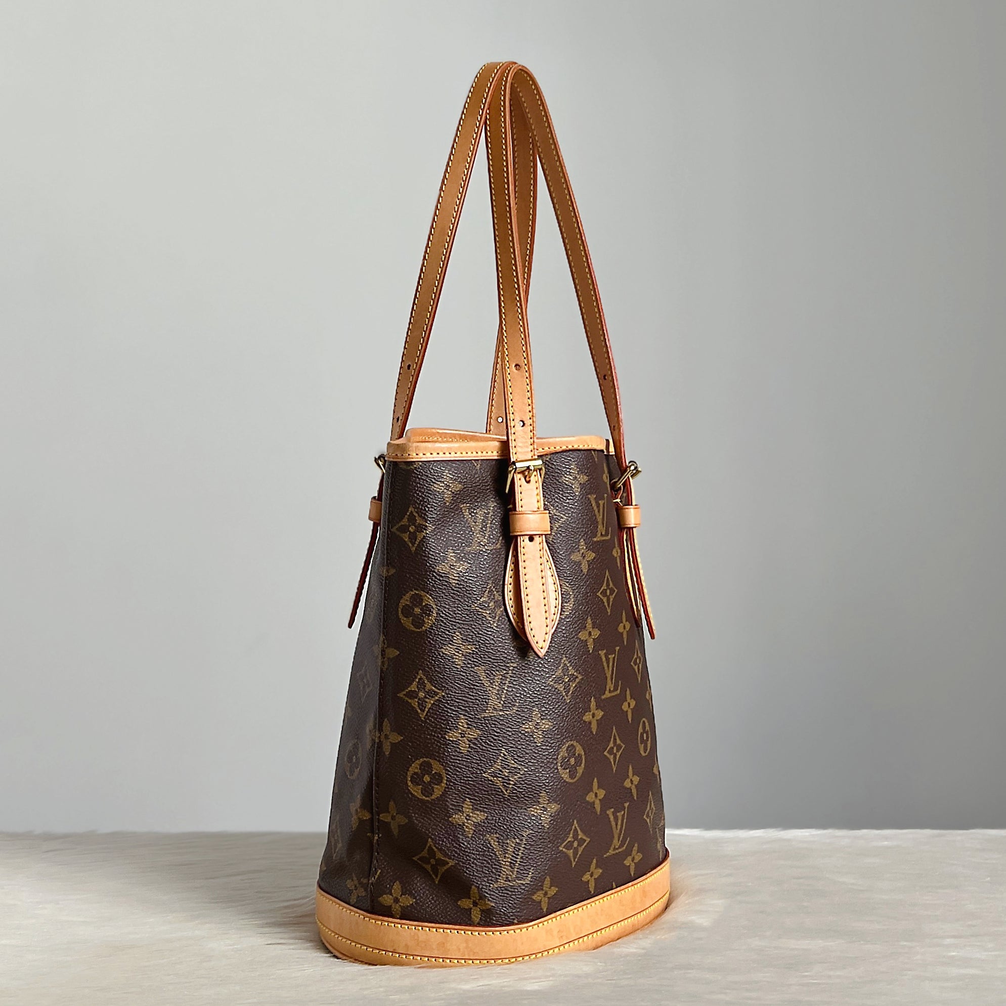 Louis Vuitton Signature Monogram Bucket PM Shoulder Bag