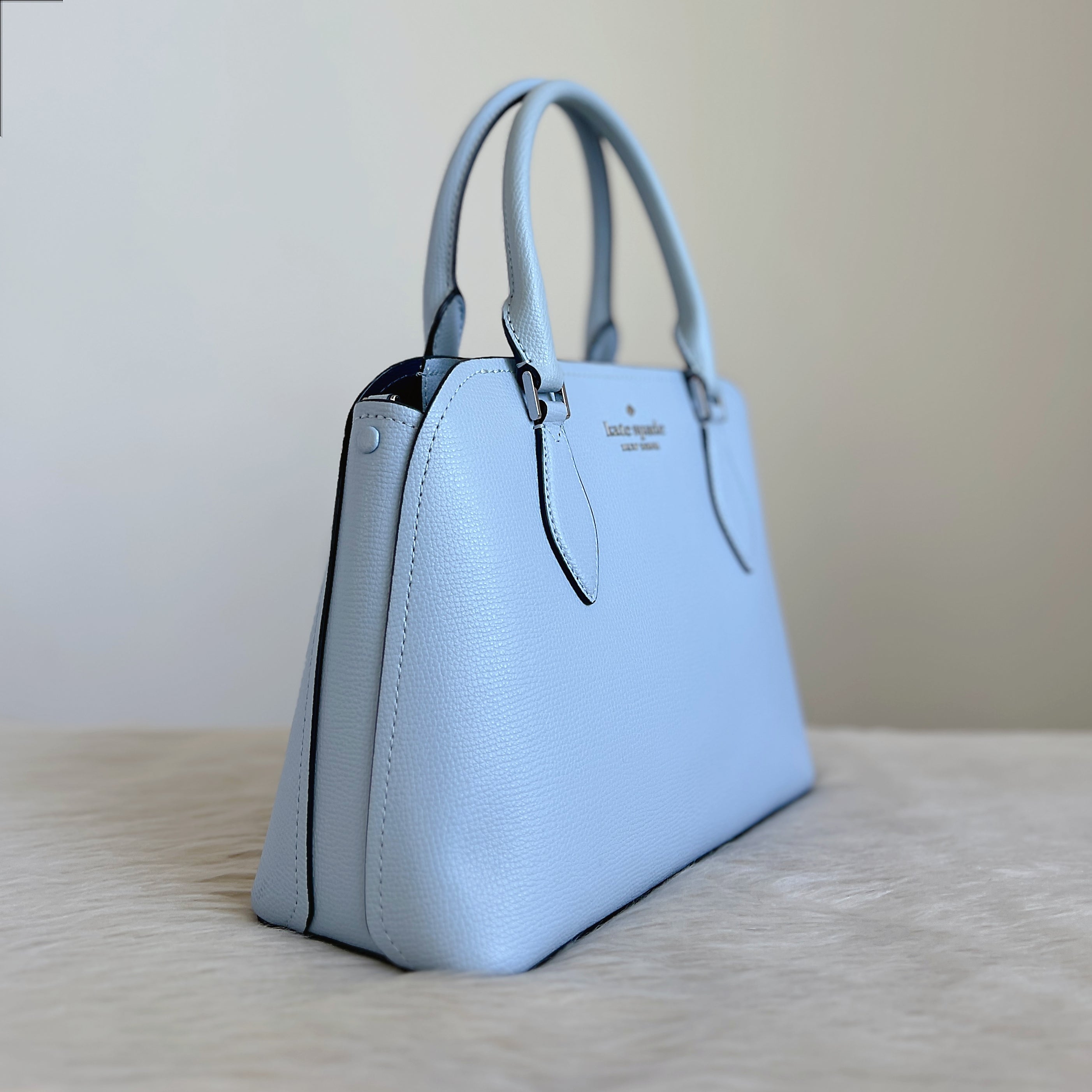 Kate Spade Light Blue Leather Front Logo 2 Way Shoulder Bag Like New