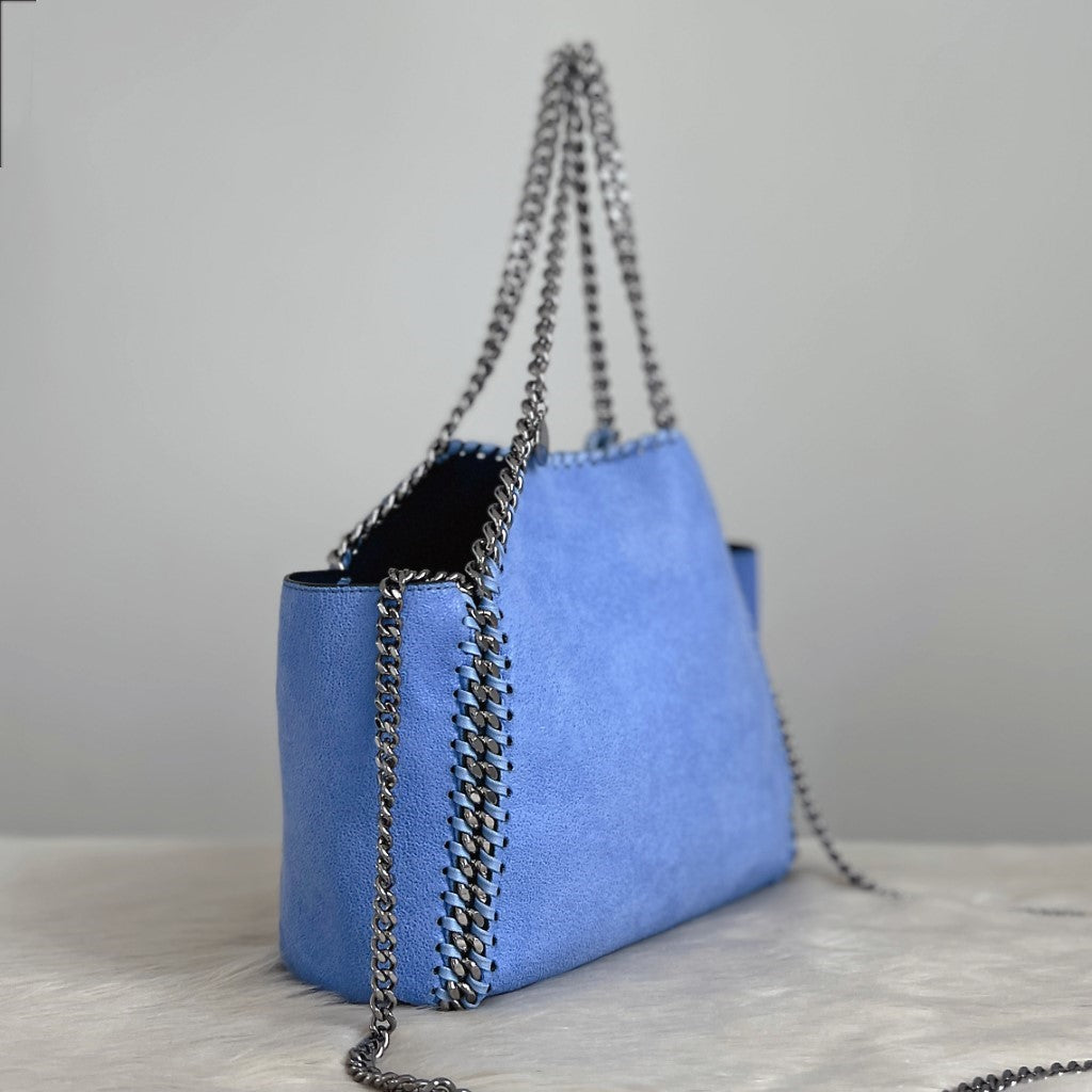 Stella Mccartney Blue Signature Falabella Shoulder Bag + Pouch Excellent