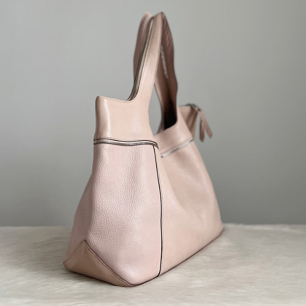 Longchamp Blush Pink Leather Zip Detail Strap Shoulder Bag