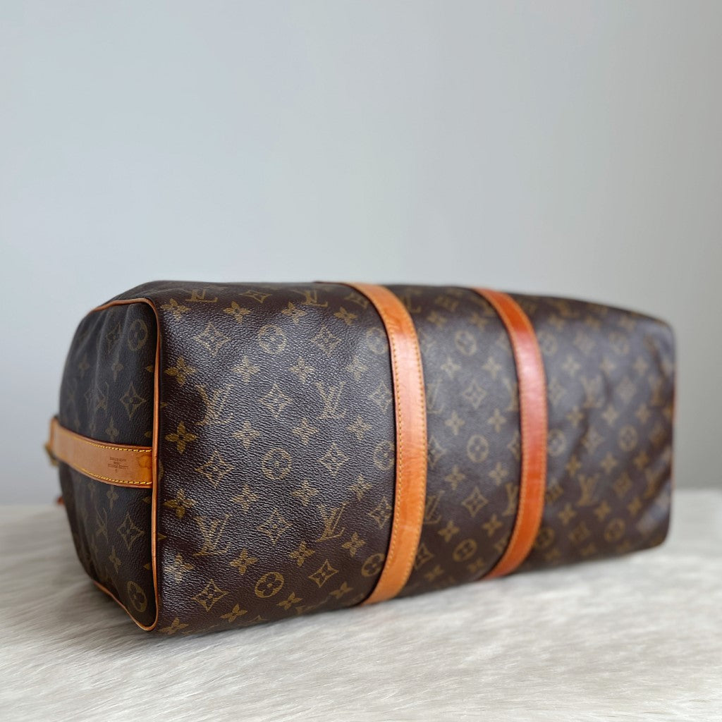 Louis Vuitton Signature Monogram Bandouliere Keepall 45 Travel Bag Full Set