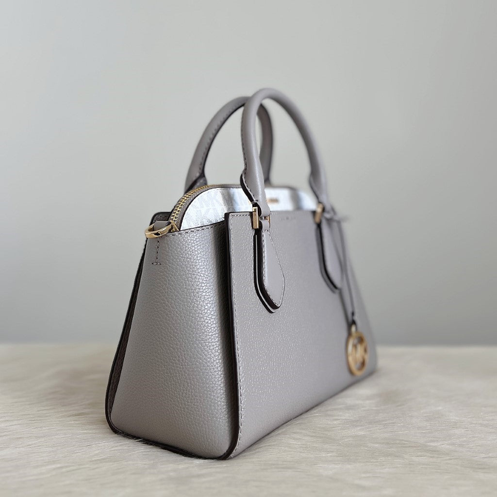 Michael Kors Grey Leather Monogram 2 Way Shoulder Bag 2 in 1 Like New