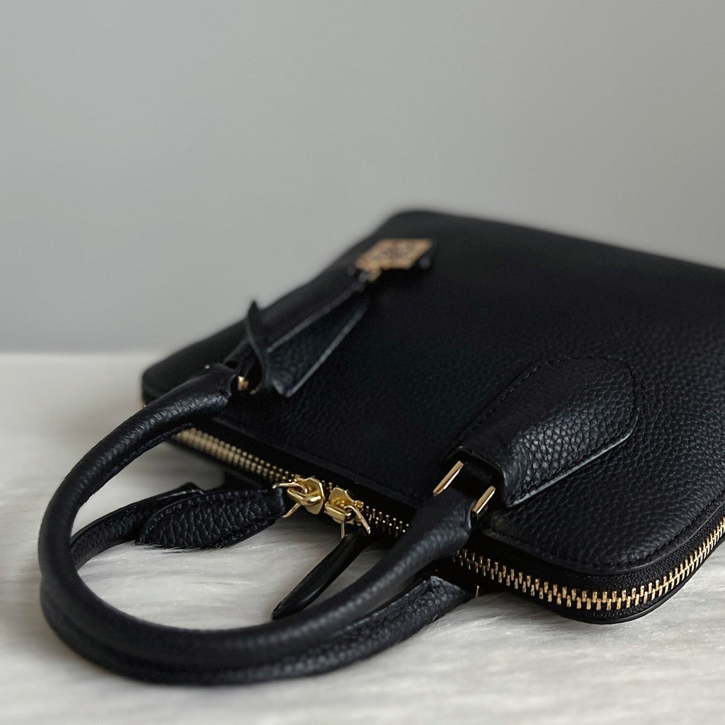 Tory Burch Black Leather Charm Detail Mini 2 Way Shoulder Bag Like New
