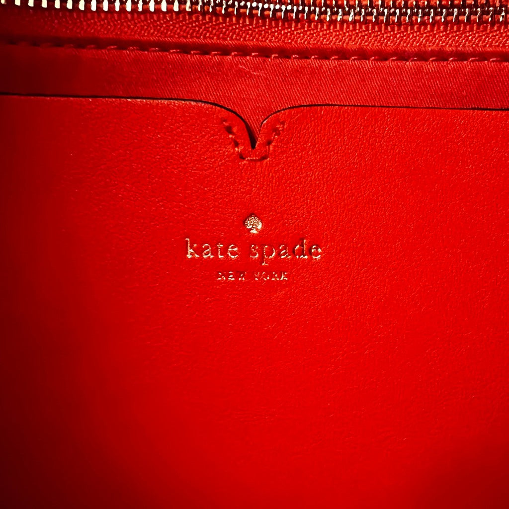 Kate Spade Striped Straw Fringe Detail Holiday Tote Bag Like New