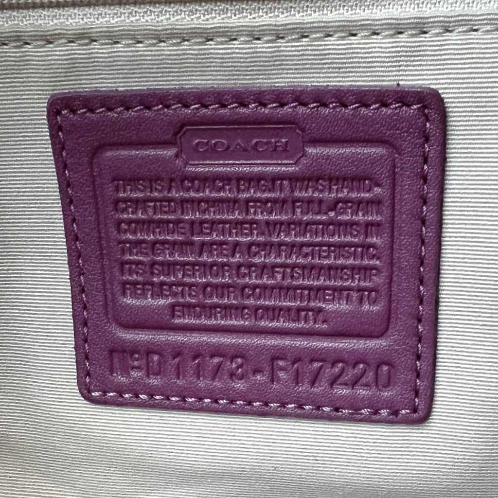 Coach Purple Leather Buckle Detail Boston 2 Way Shoulder Bag Excellent