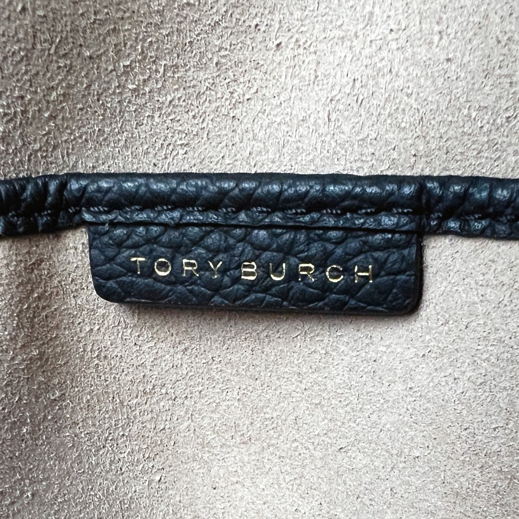 Tory Burch Black Leather Charm Detail Mini 2 Way Shoulder Bag Like New