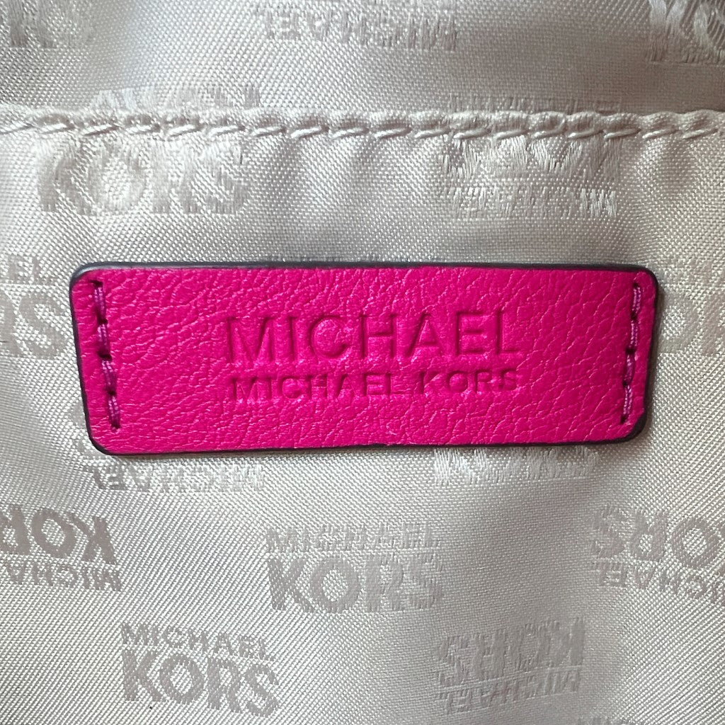 Michael Kors Fuchsia Leather MK Charm Triple Compartment 2 Way Shoulder Bag Excellent