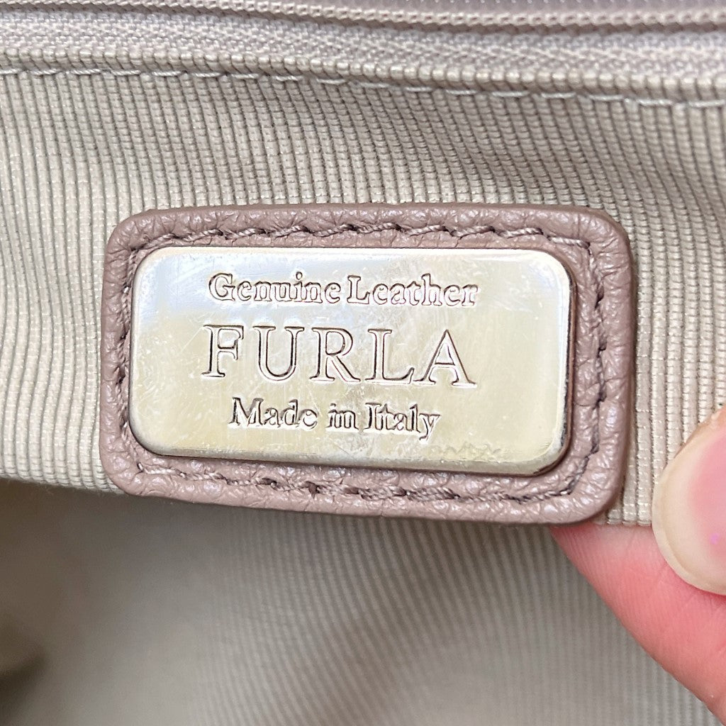 Furla Tri-Tone Leather Front Buckle 2 Way Shoulder Bag