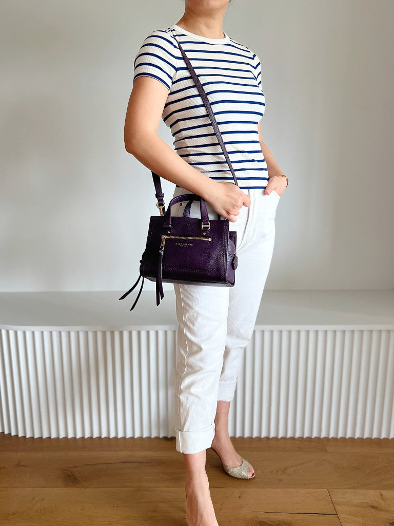 Marc Jacobs Purple Leather Tassel Charm 2 Way Shoulder Bag Like New