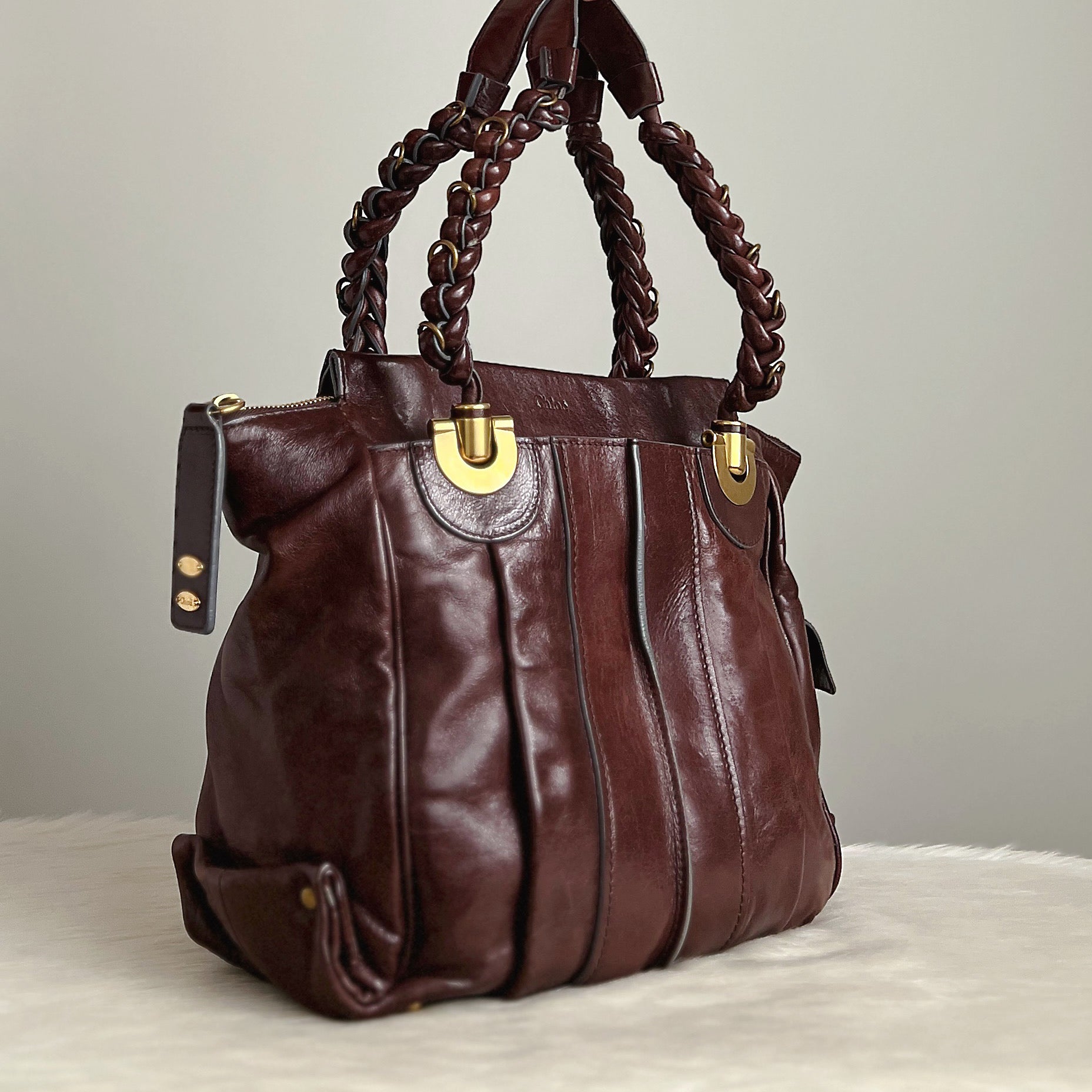 Chloe Dark Chocolate Leather Heloise Shoulder Bag