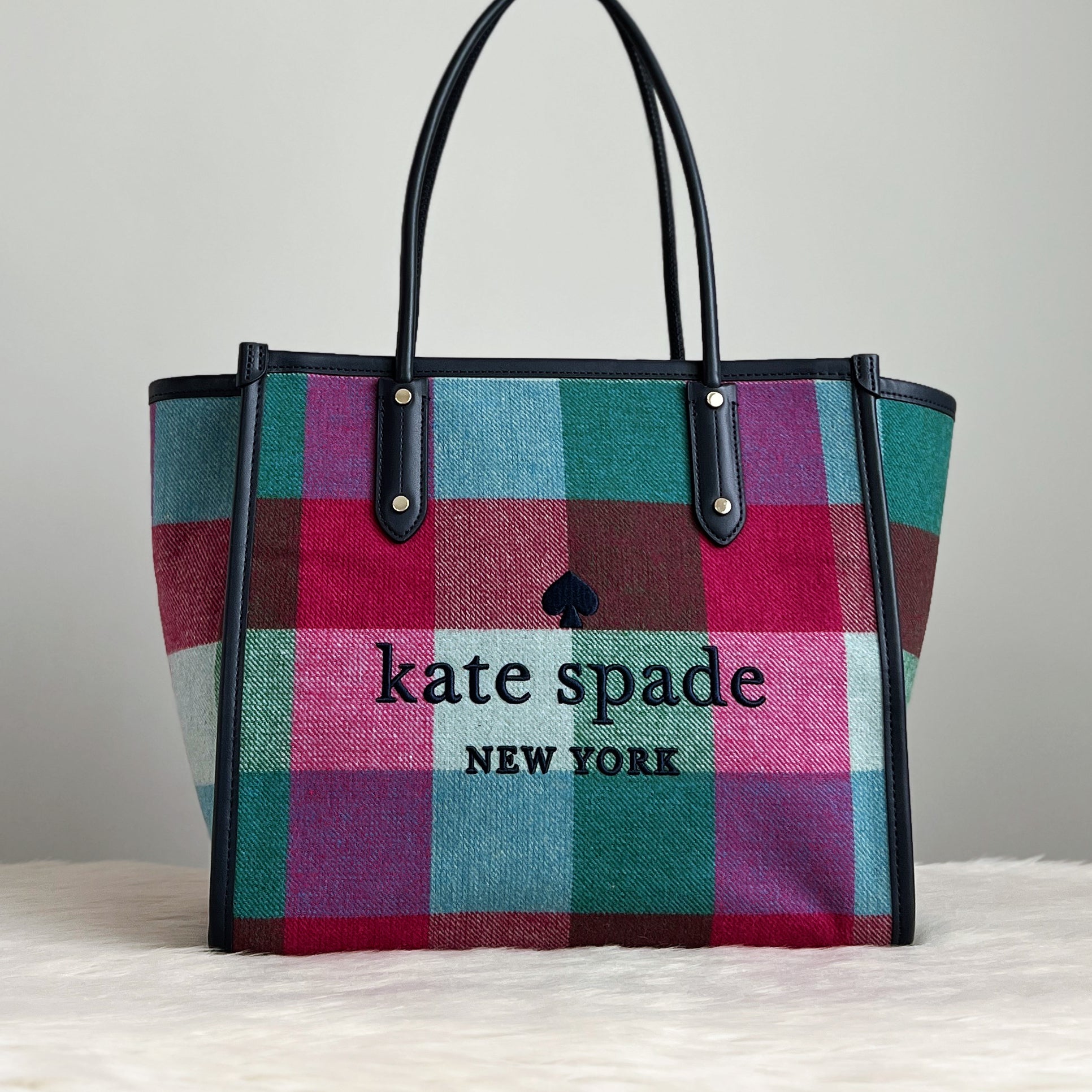 Kate Spade Check Pattern Woollen Shoulder Bag Like New