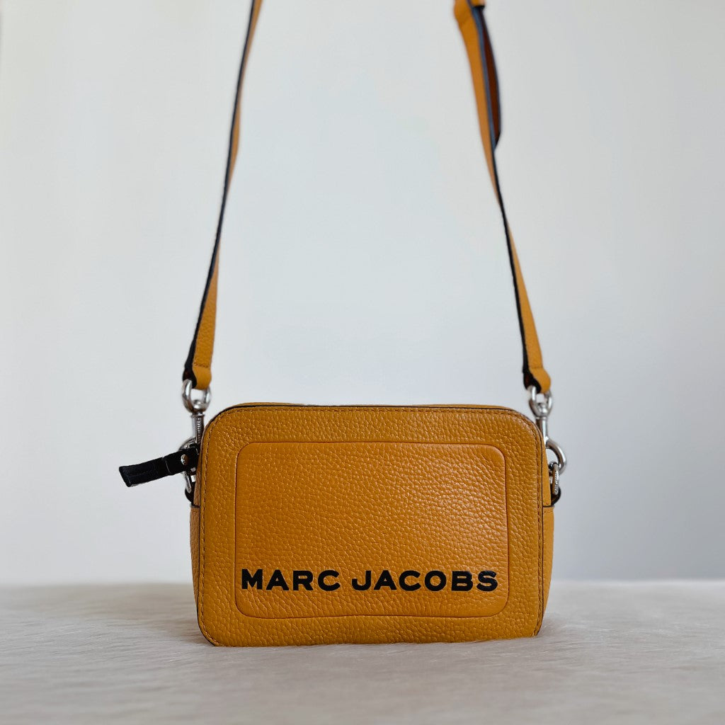 Marc Jacobs Mustard Leather Front Logo Crossbody Shoulder Bag