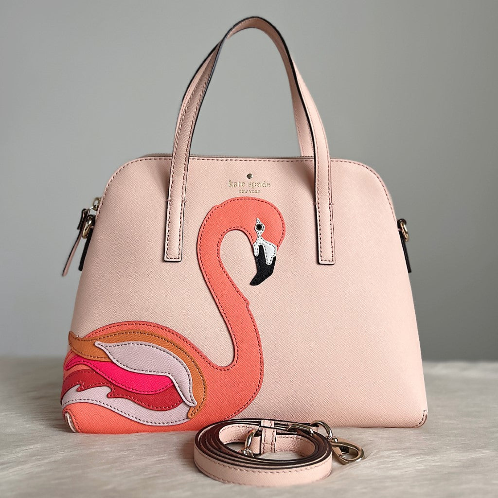 Kate Spade Pink Leather Swan Detail 2 Way Shoulder Bag Like New