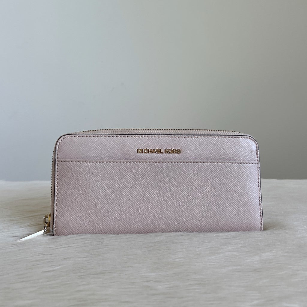 Michael Kors Blush Pink Leather Front Logo Long Wallet