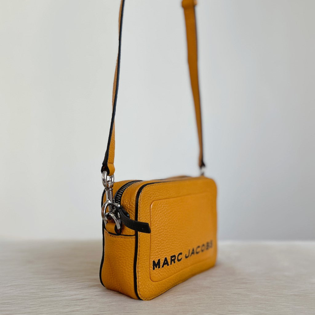 Marc Jacobs Mustard Leather Front Logo Crossbody Shoulder Bag